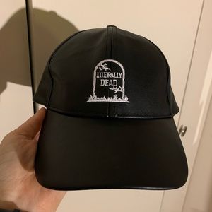 *SOLD* “Literally Dead” faux leather baseball cap